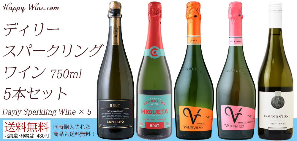 ◎【送料無料】デイリー・スパークリングワイン 750ml×5本セット 750ml×5本