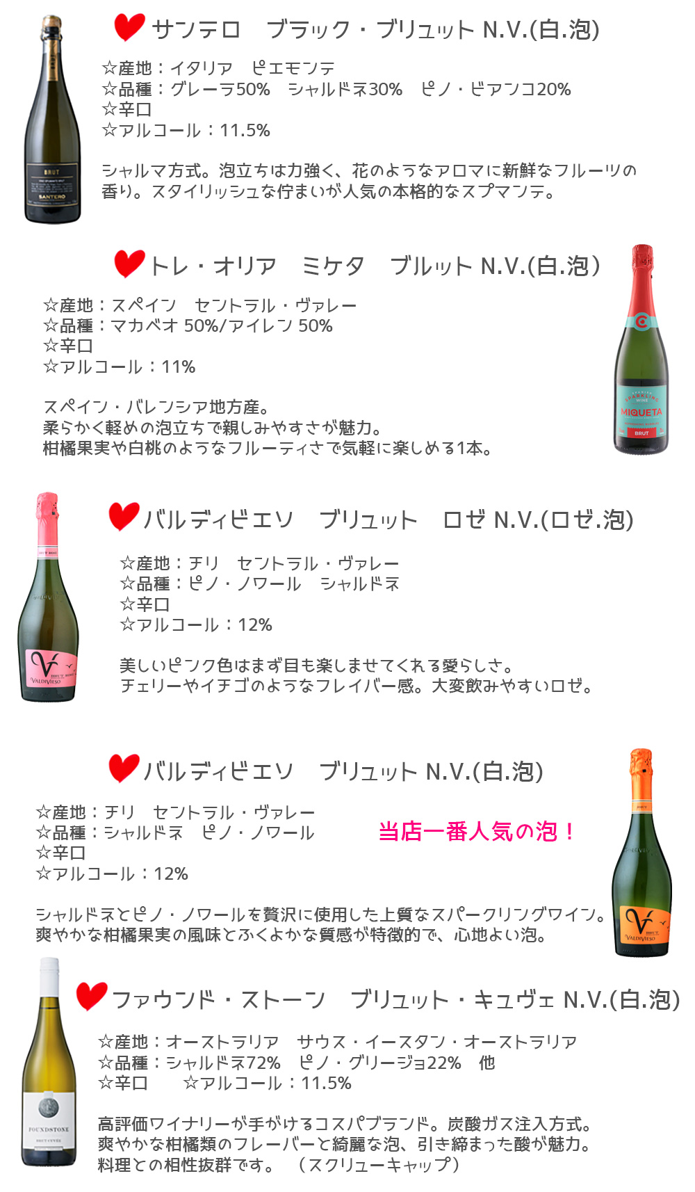 【送料無料】デイリー・スパークリングワイン 750ml×5本セット (北海道・沖縄は送料480円注文後に追加)