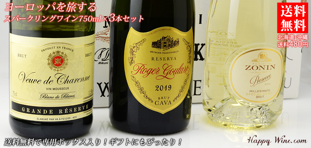  【送料無料】ヨーロッパを旅するスパークリングワイン3本セット　750ml×3本　750ml×3本