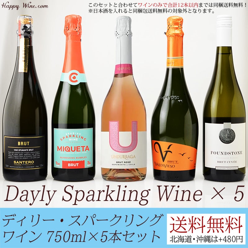 【送料無料】デイリー・スパークリングワイン 750ml×5本セット